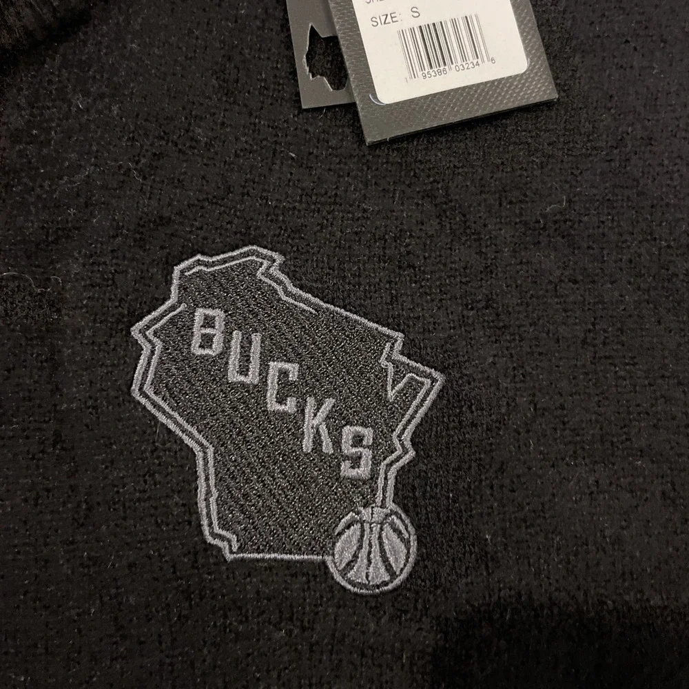 Greyson‎ Mens Small Sebonack Wool Cashmere 1/4 Zip Milwaukee Bucks Black Sweater